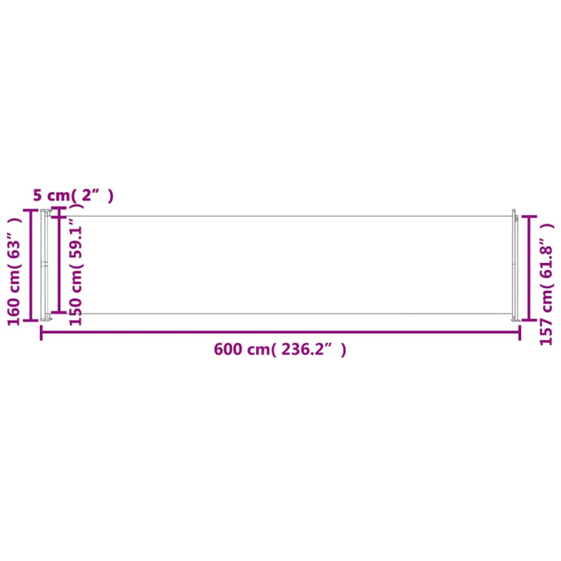 Seitenmarkise Ausziehbar 600x160 cm Rot