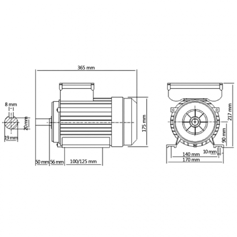 Einphasen-Elektromotor Aluminium 2,2 kW 3 PS 2-polig 2800 U/min