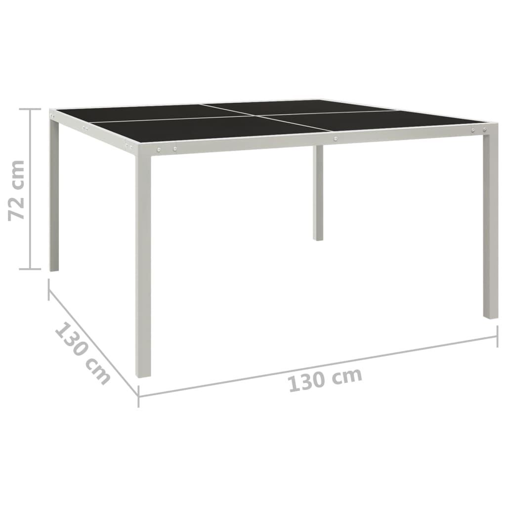 Gartentisch 130x130x72 cm Grau Stahl und Glas