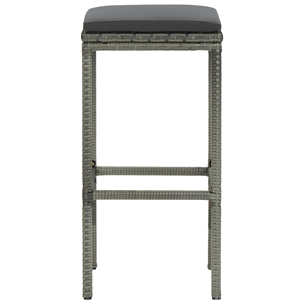 Barhocker mit Kissen 6 Stk. Grau Poly Rattan