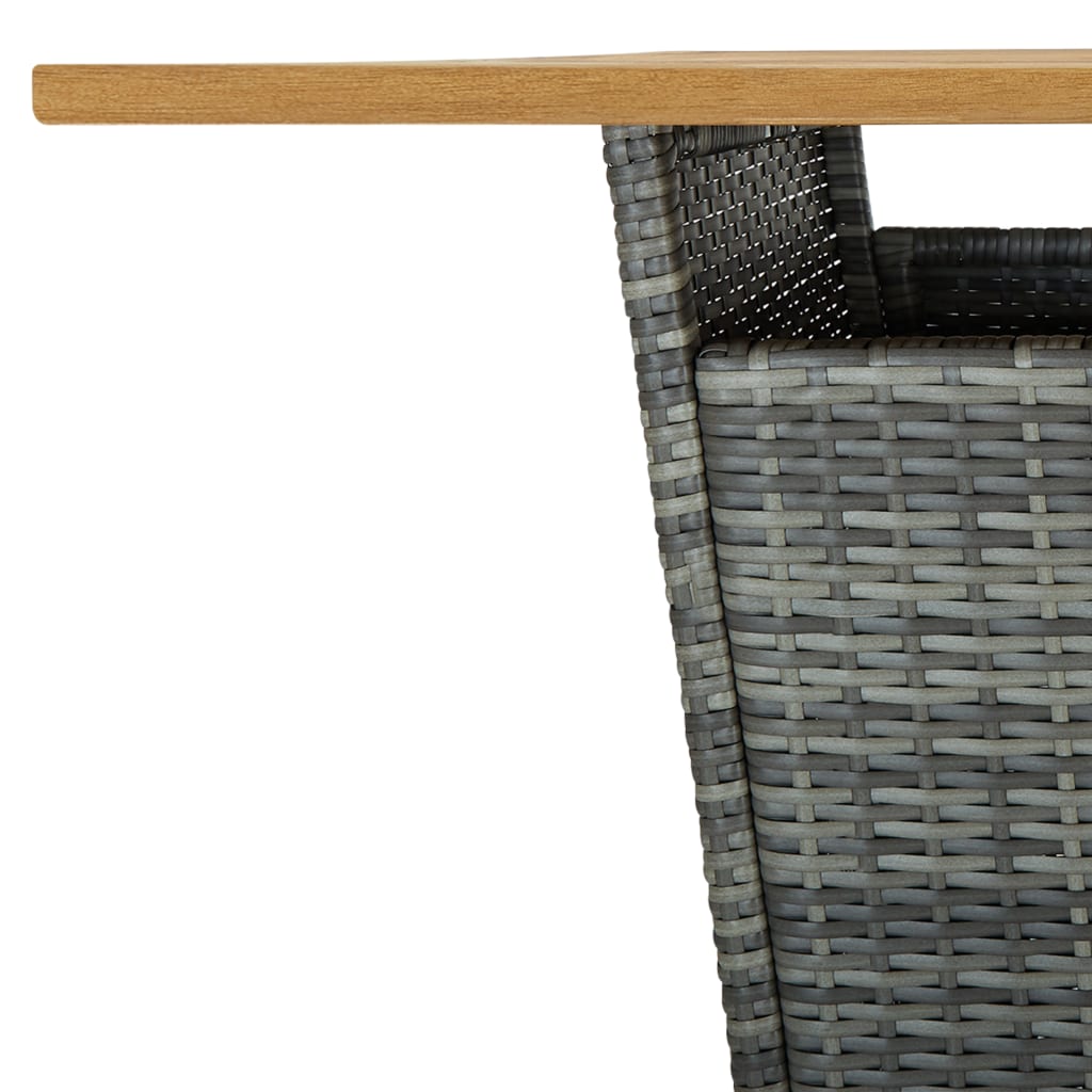 Bartisch Grau 80x80x110 cm Poly Rattan und Massivholz Akazie