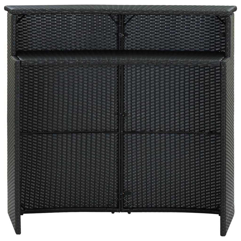 Garten-Bartisch Schwarz 120x55x110 cm Poly Rattan