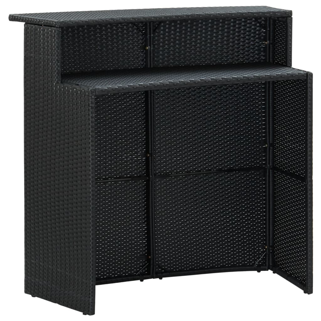 Garten-Bartisch Schwarz 120x55x110 cm Poly Rattan