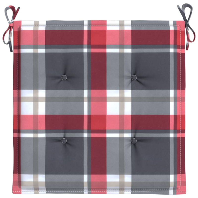 Gartenstuhl-Kissen 2Stk. Rot Karomuster 40x40x3cm Oxford-Gewebe
