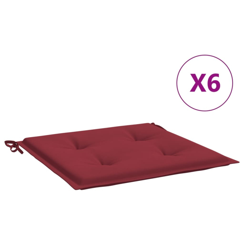 Gartenstuhl-Kissen 6 Stk. Weinrot 50x50x3 cm Oxford-Gewebe
