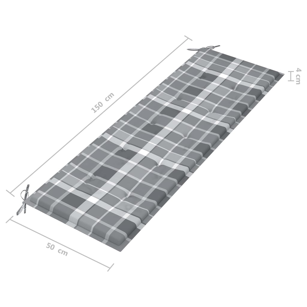 Gartenbank-Auflage Grau Karomuster 150x50x4 cm Oxford-Gewebe
