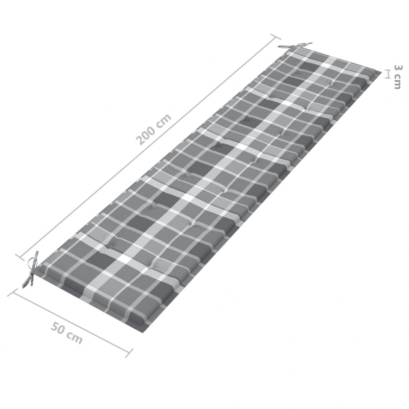 Gartenbank-Auflage Grau Karomuster 200x50x3 cm Oxford-Gewebe