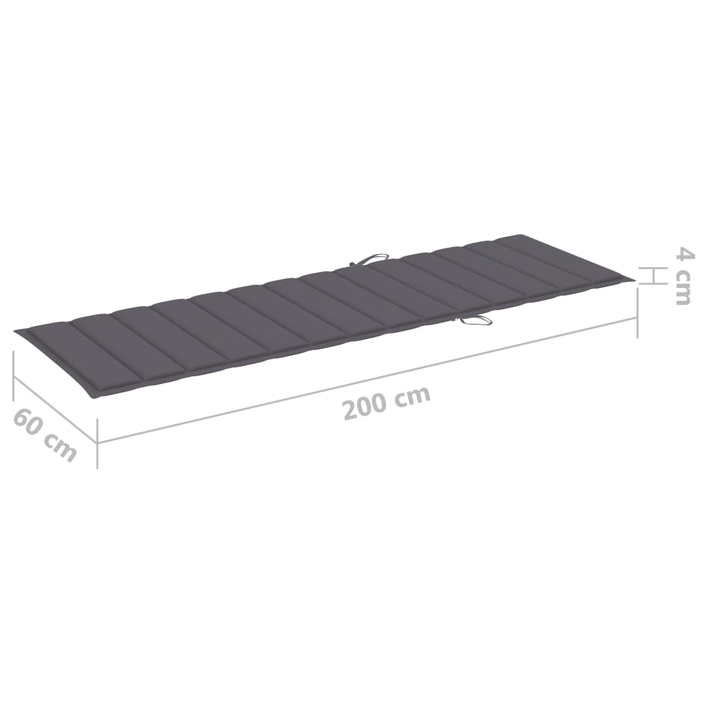 Sonnenliegen-Auflage Anthrazit 200x60x3 cm Oxford-Gewebe