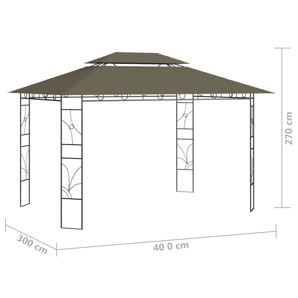 Pavillon 4x3x2,7 m Taupe 160 g/m²