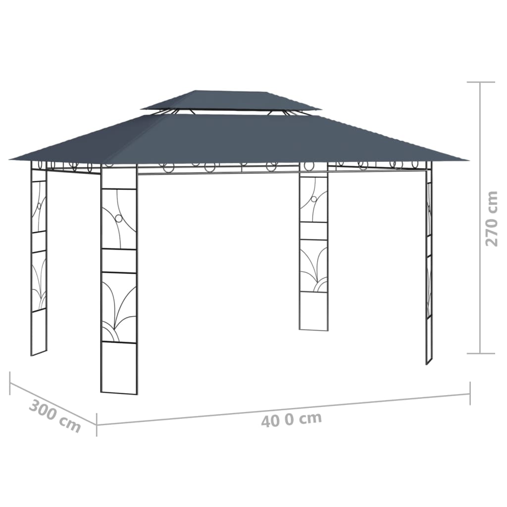 Pavillon 4x3x2,7 m Anthrazit 160 g/m²