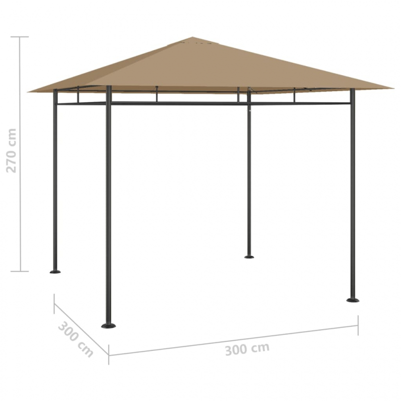 Pavillon 3x3x2,7 m Taupe 180 g/m²