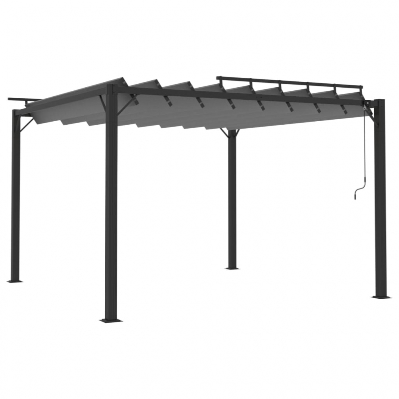 Pergola mit Lamellendach 3x3 m Anthrazit Stoff und Aluminium