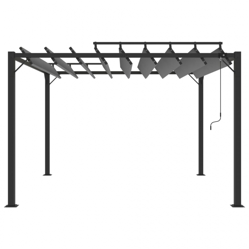 Pergola mit Lamellendach 3x3 m Anthrazit Stoff und Aluminium