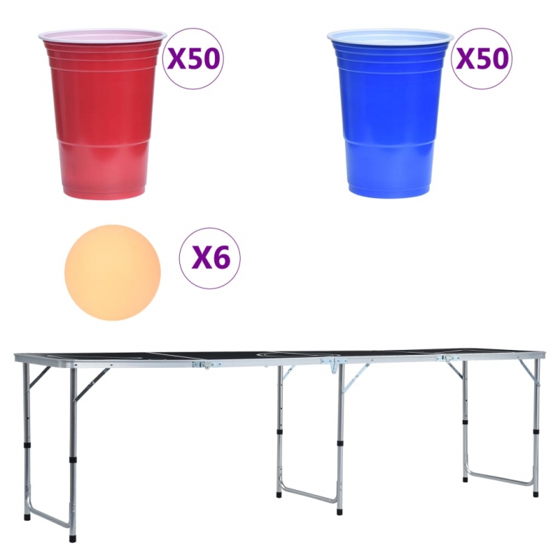 Bier-Pong-Tisch mit Tassen und Bällen Klappbar 240 cm