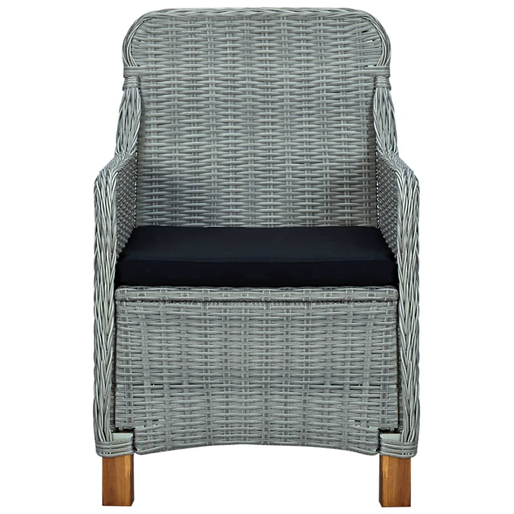 Gartenstühle mit Kissen 2 Stk. Poly Rattan Hellgrau