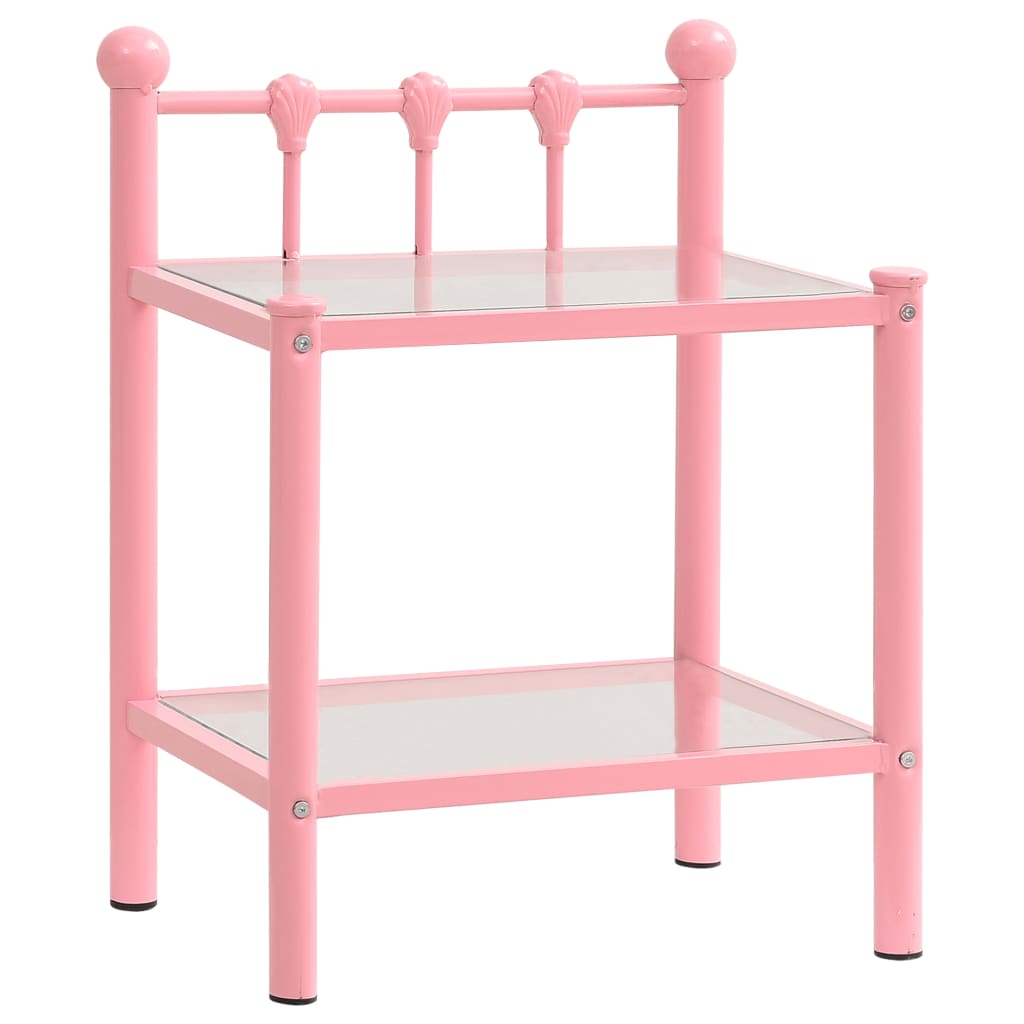 Nachttische 2 Stk. Rosa Transparent Metall und Glas