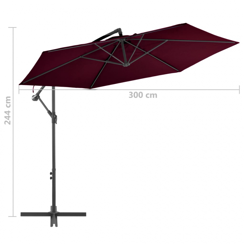 Ampelschirm mit Aluminium-Mast 300 cm Bordeauxrot