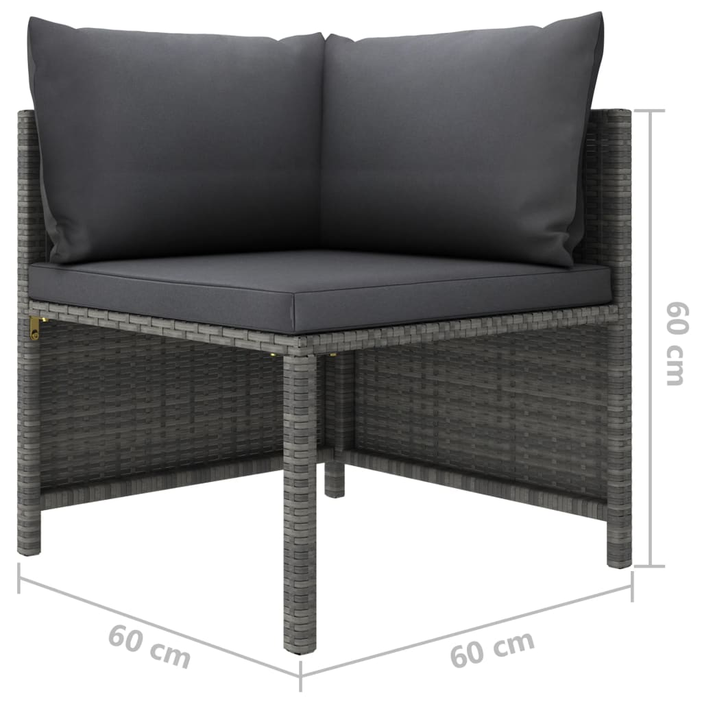 4-tlg. Garten-Lounge-Set mit Kissen Poly Rattan Grau