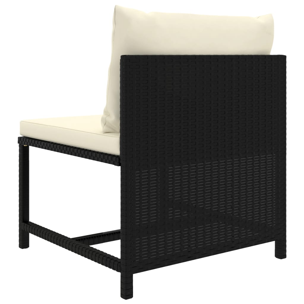 Modular-Mittelsofa mit Kissen Schwarz Poly Rattan