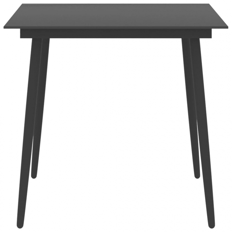 Garten-Esstisch Schwarz 80x80x74 cm Stahl und Glas