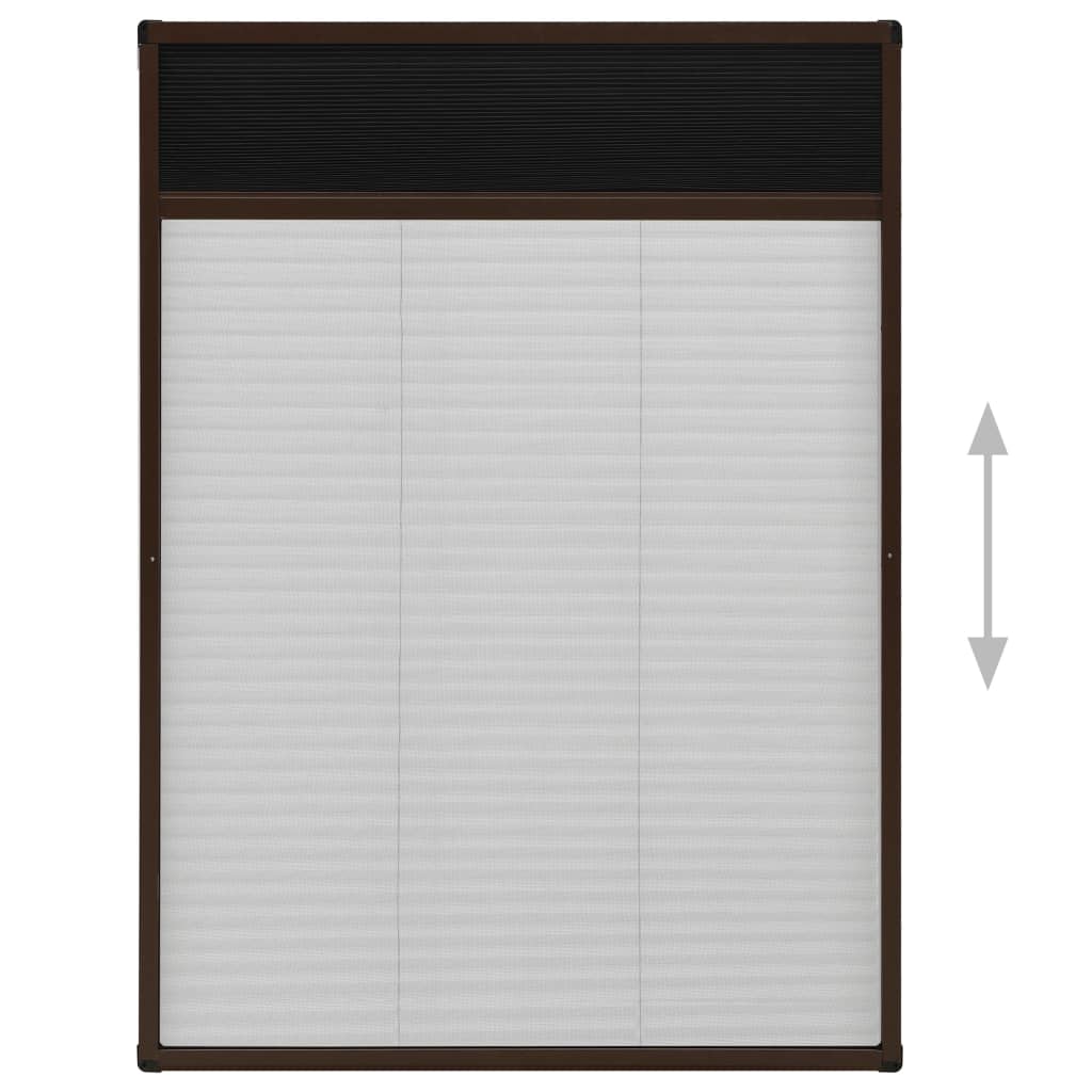 Insektenschutz-Plissee für Fenster Aluminium Braun 80x120 cm