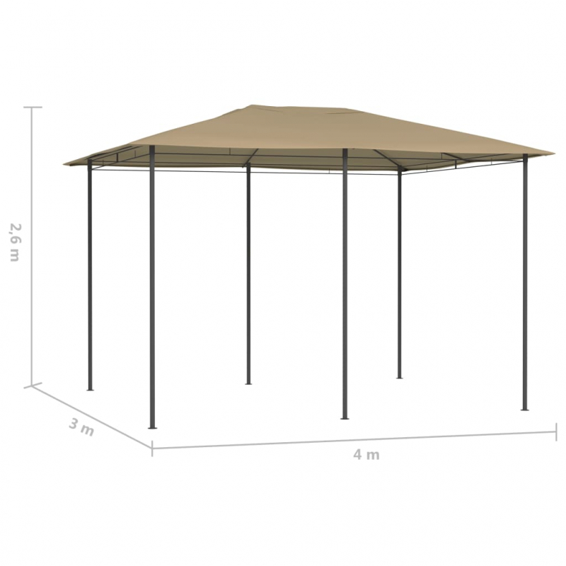 Pavillon 3x4x2,6 m Taupe 160 g/m²