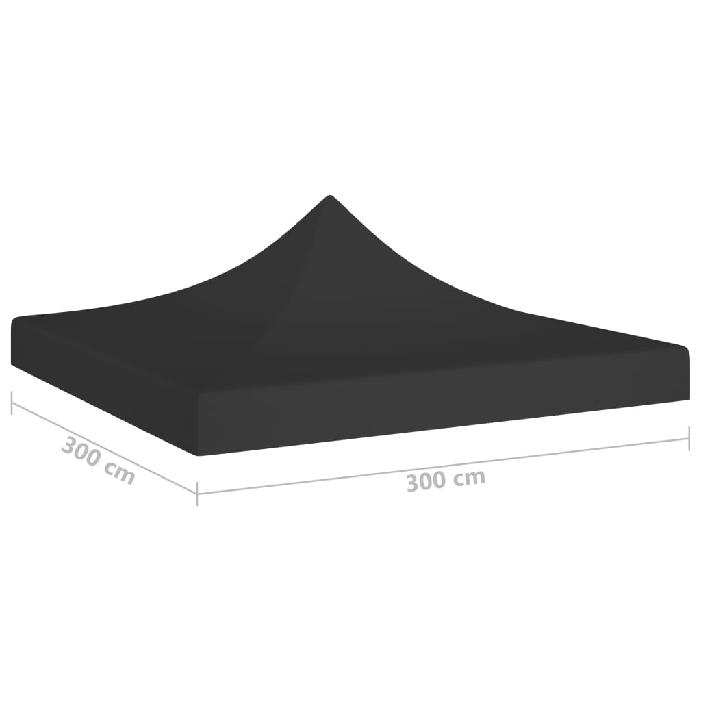 Partyzelt-Dach 3x3 m Schwarz 270 g/m²