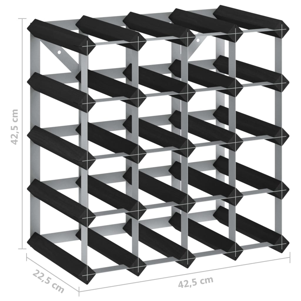 Weinregal für 20 Flaschen Schwarz Massivholz Kiefer