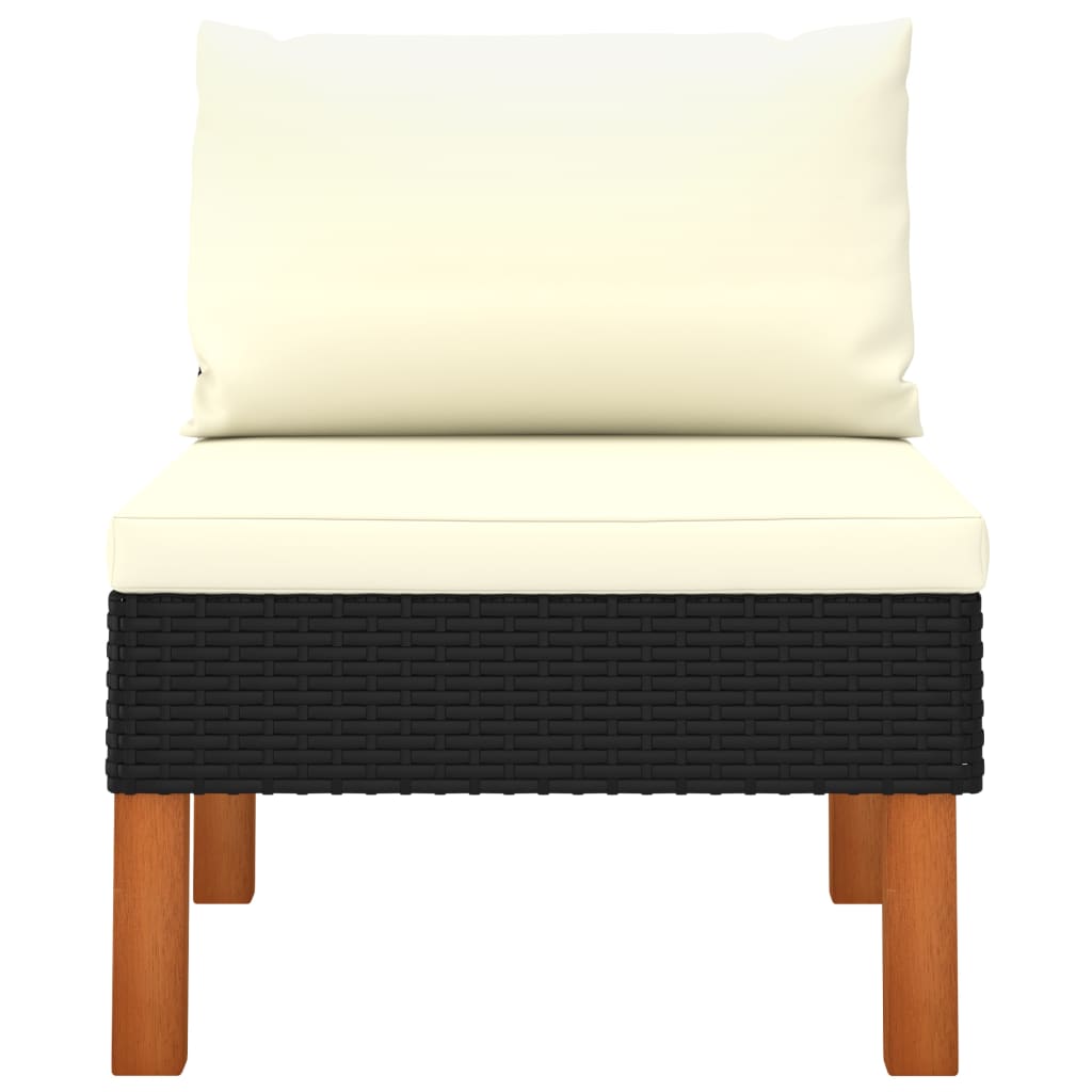 Mittelsofa Poly Rattan und Eukalyptus Massivholz