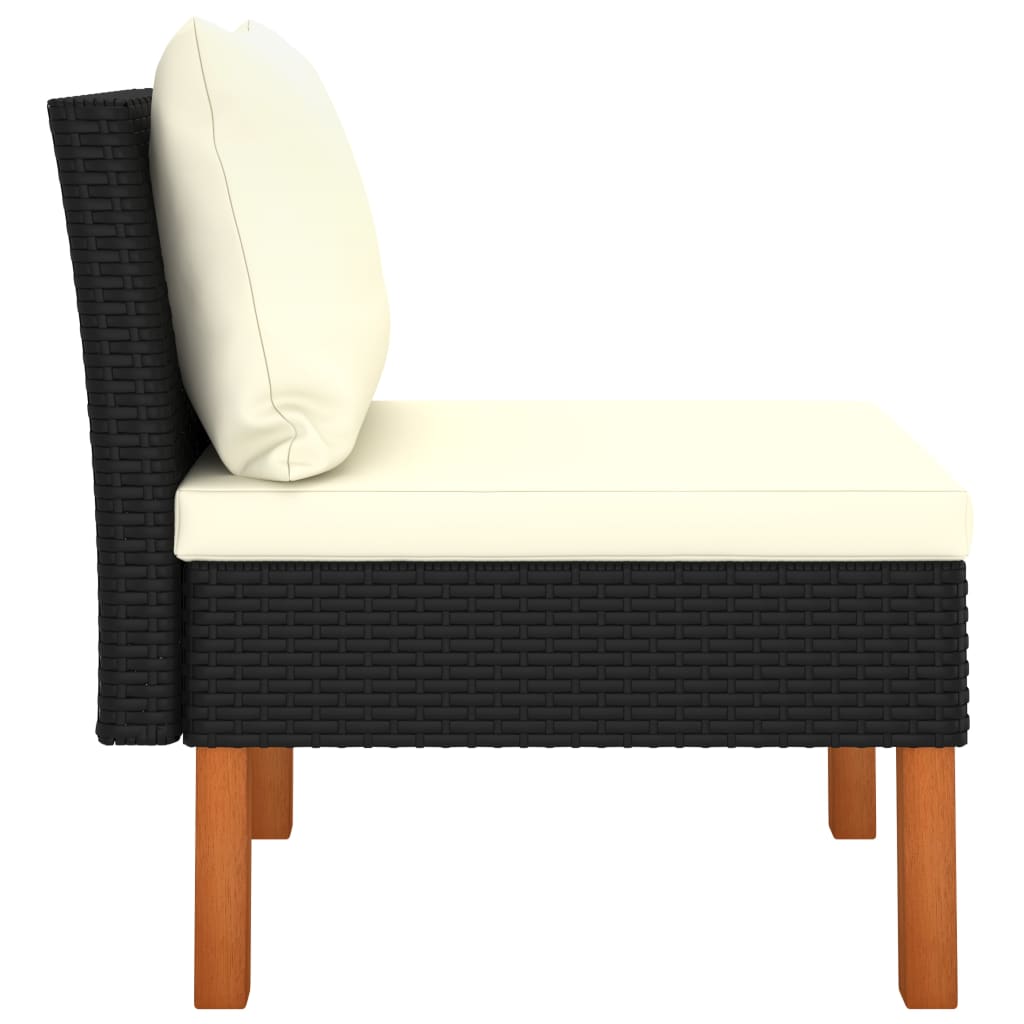 Mittelsofas 2 Stk. Poly Rattan und Eukalyptus Massivholz