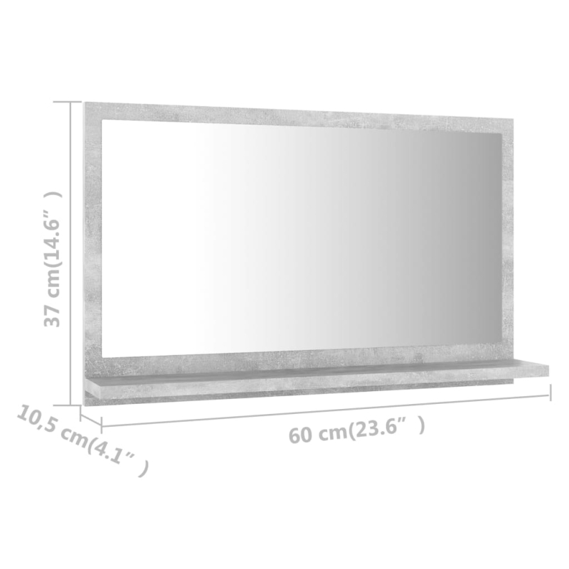 Badspiegel Betongrau 60x10,5x37 cm Holzwerkstoff