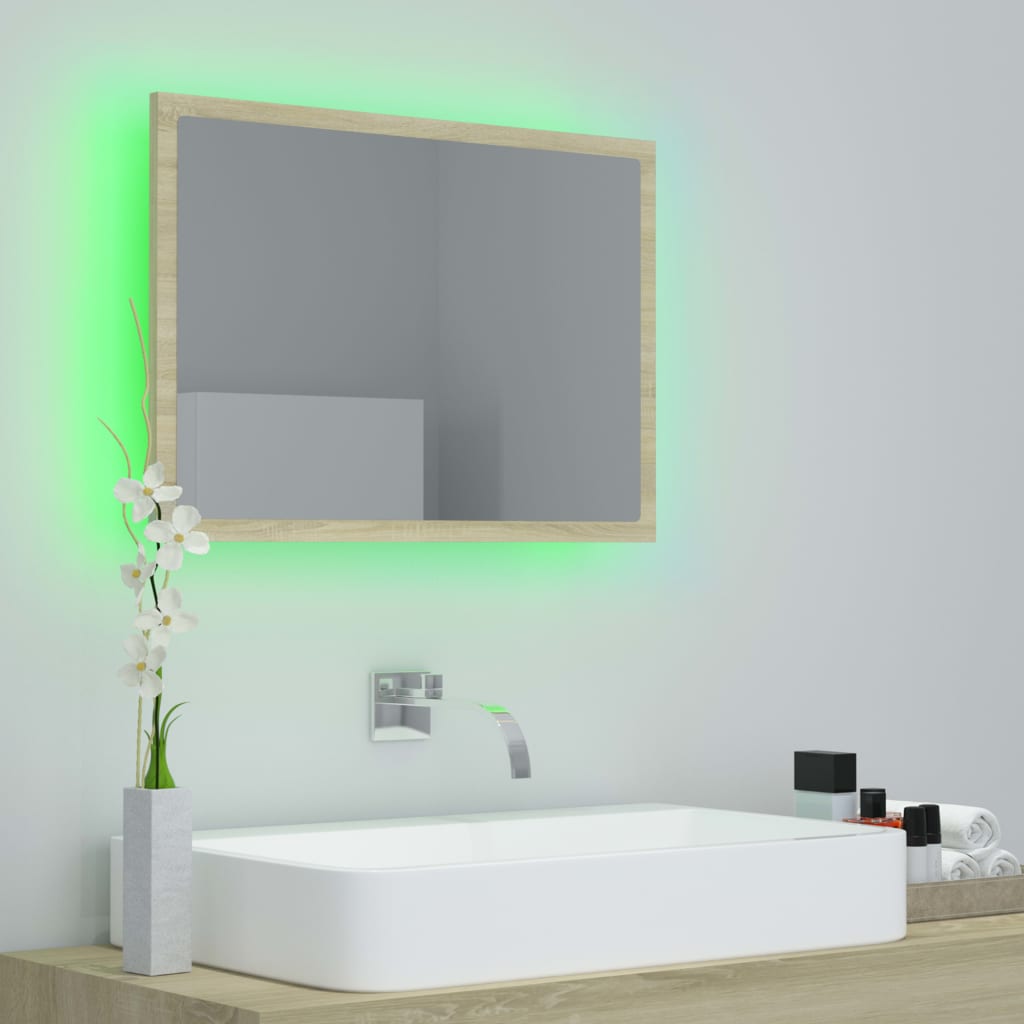 LED-Badspiegel Sonoma-Eiche 60x8,5x37 cm Acryl