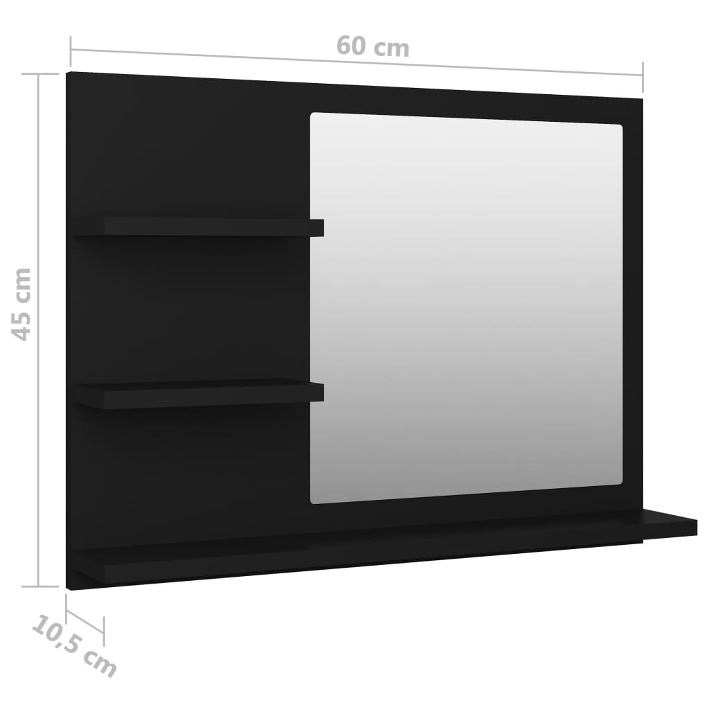 Badspiegel Schwarz 60x10,5x45 cm Holzwerkstoff