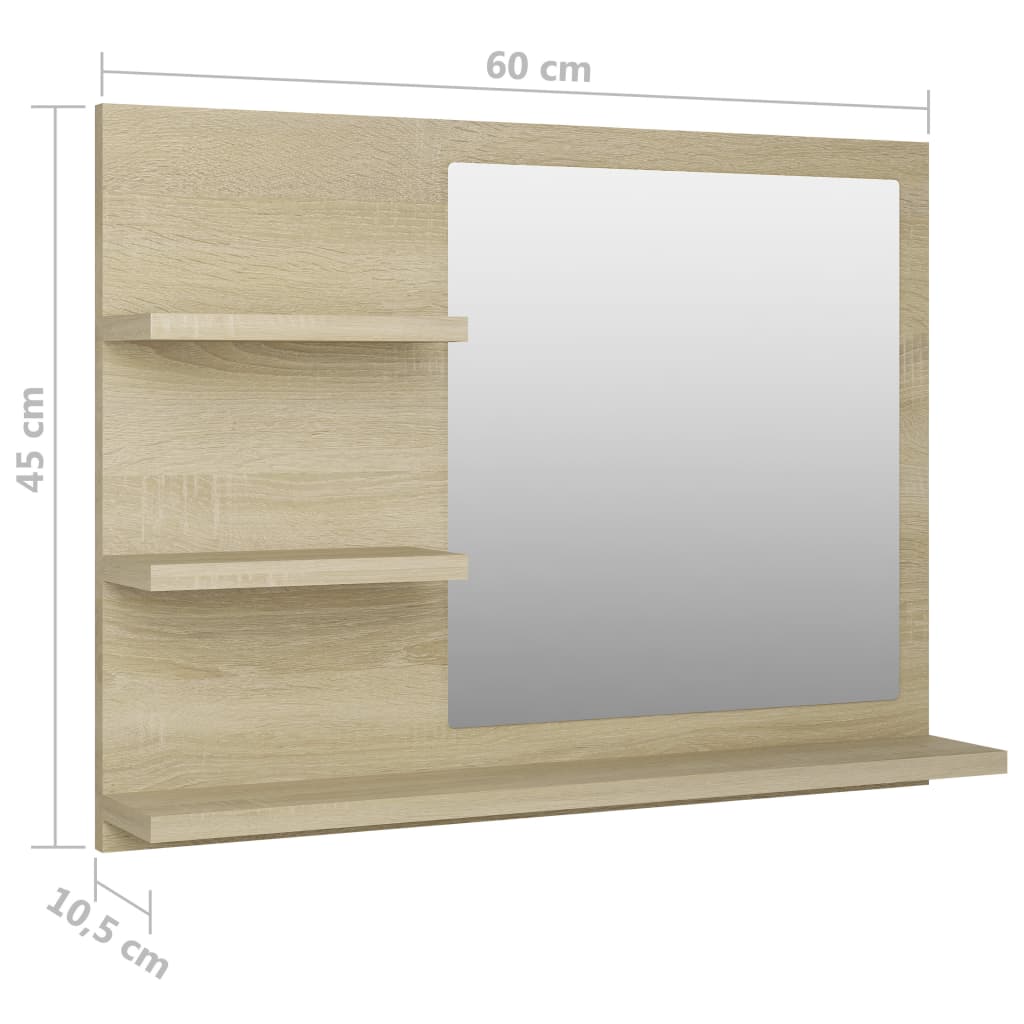 Badspiegel Sonoma-Eiche 60x10,5x45 cm Holzwerkstoff