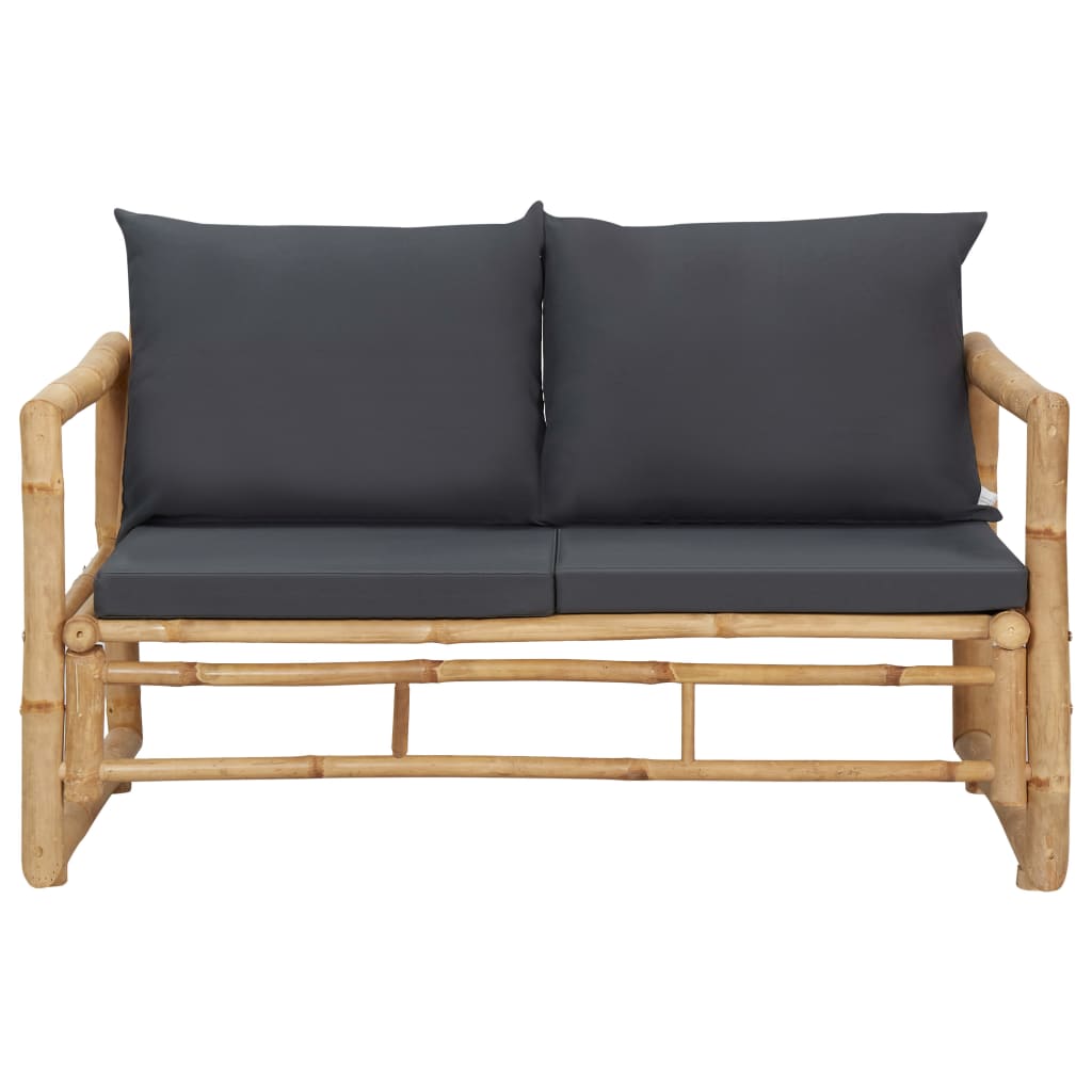 Gartenbank mit Kissen 115 cm Bambus