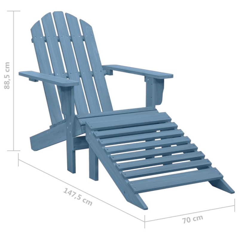 Adirondack-Gartenstuhl mit Fußteil Massivholz Tanne Blau