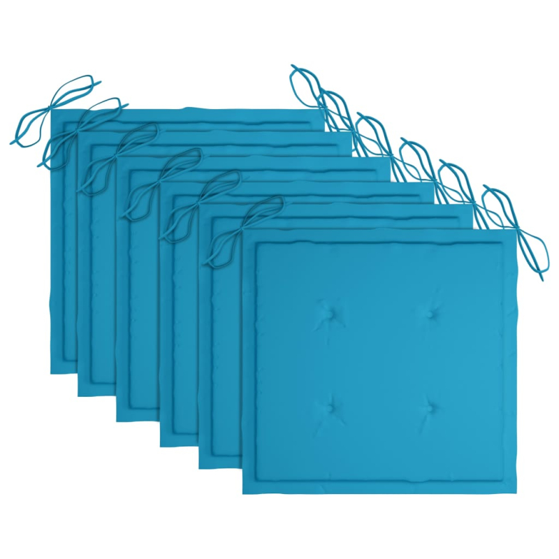 Gartenstühle mit Blauen Kissen 6 Stk. Massivholz Teak