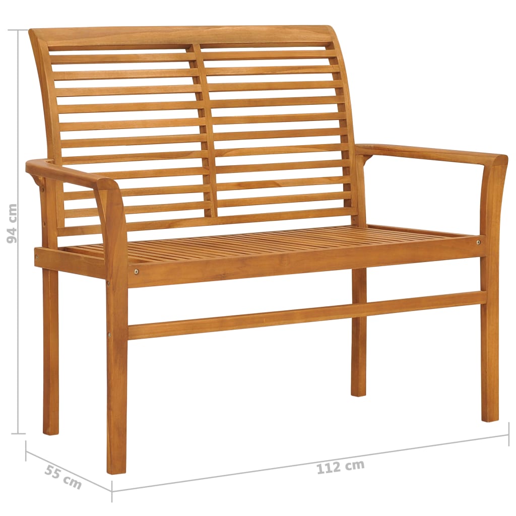 Gartenbank mit Anthrazit Auflage 112 cm Massivholz Teak