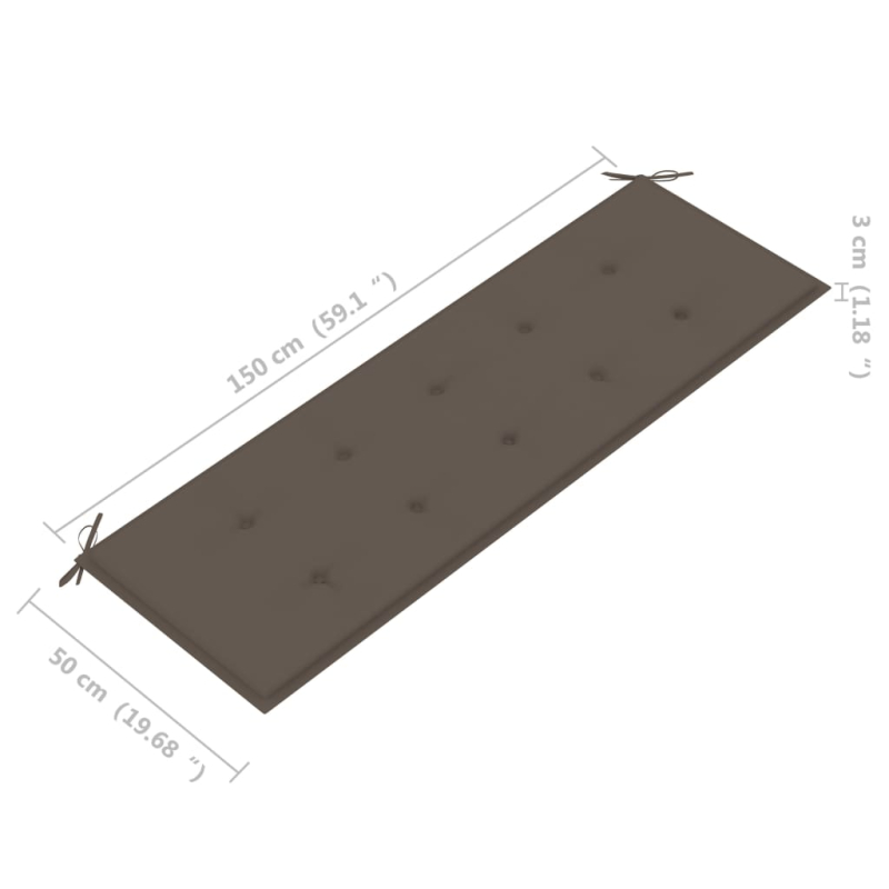 Stapelbare Gartenbank mit Auflage 159 cm Massivholz Teak