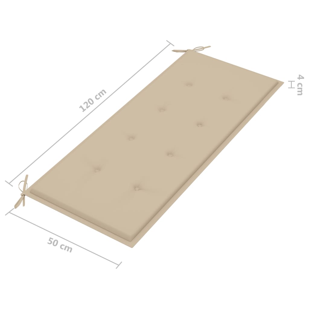 Klappbare Gartenbank mit Auflage 118 cm Bambus