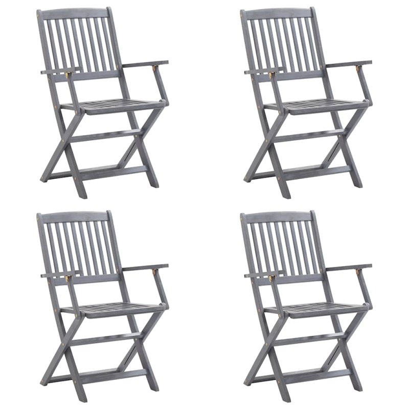 Klappbare Gartenstühle 4 Stk. mit Sitzkissen Massivholz Akazie