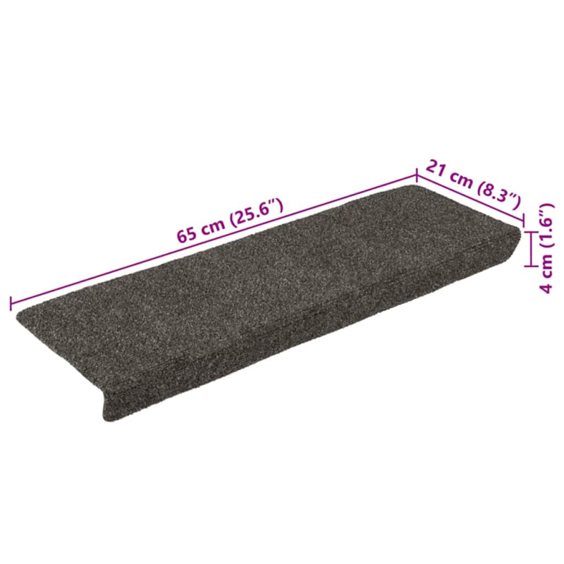 Treppenmatten 15 Stk. Nadelvlies 65x21x4 cm Anthrazit