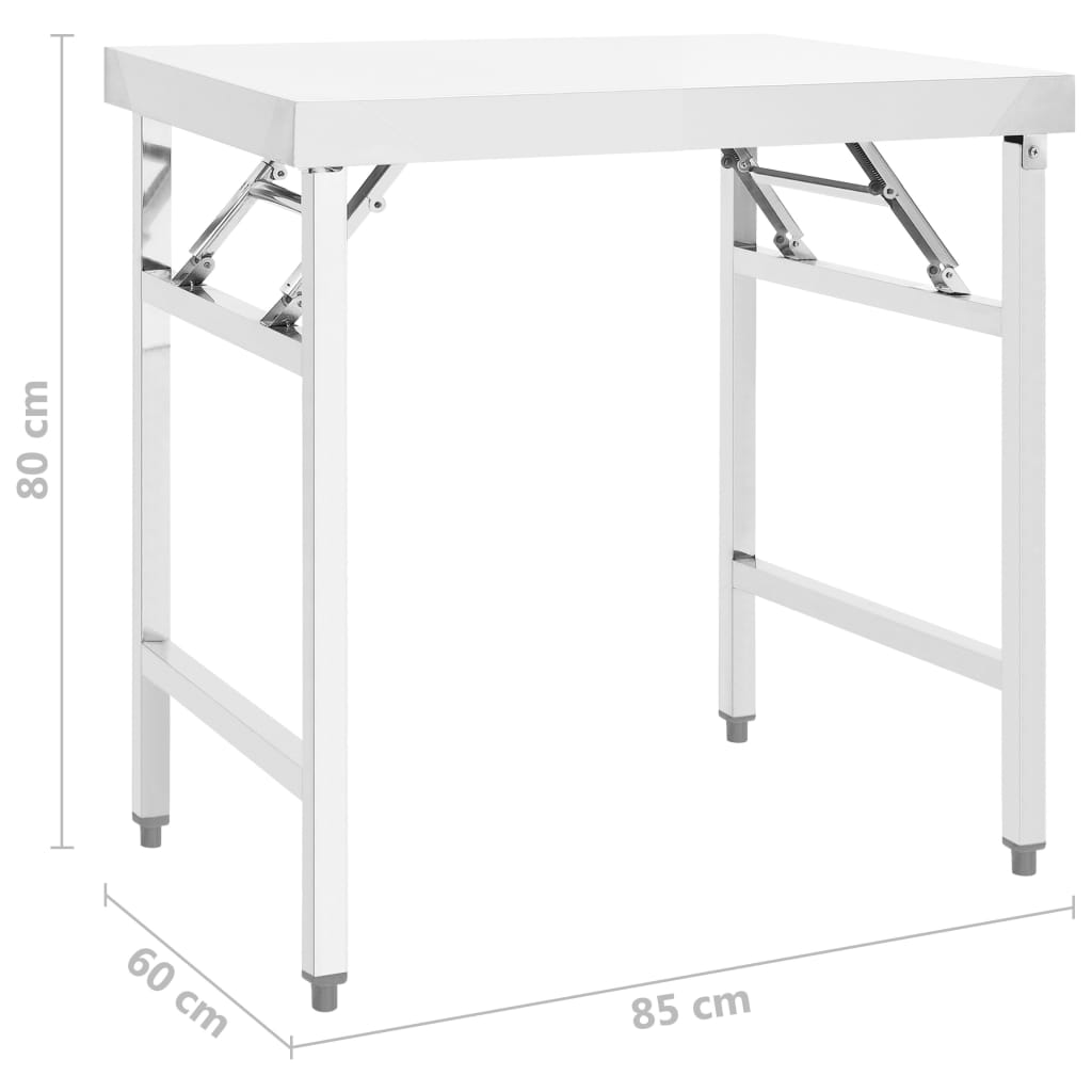 Küchen-Arbeitstisch Klappbar 85x60x80 cm Edelstahl