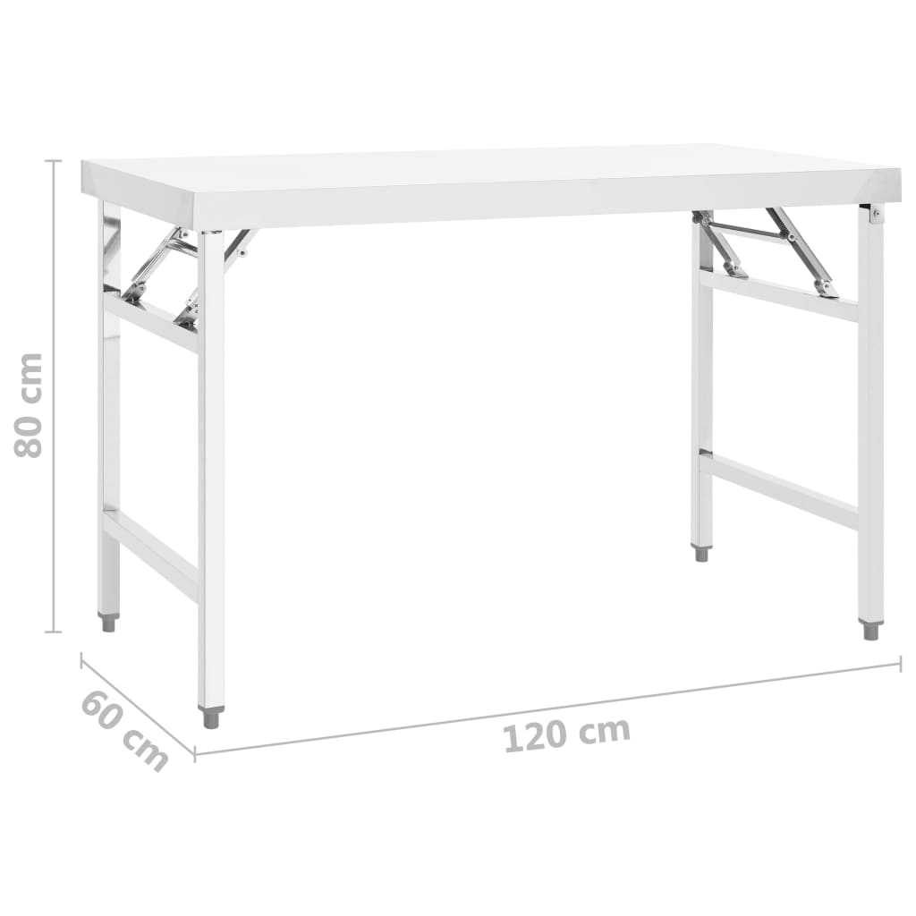 Küchen-Arbeitstisch Klappbar 120x60x80 cm Edelstahl
