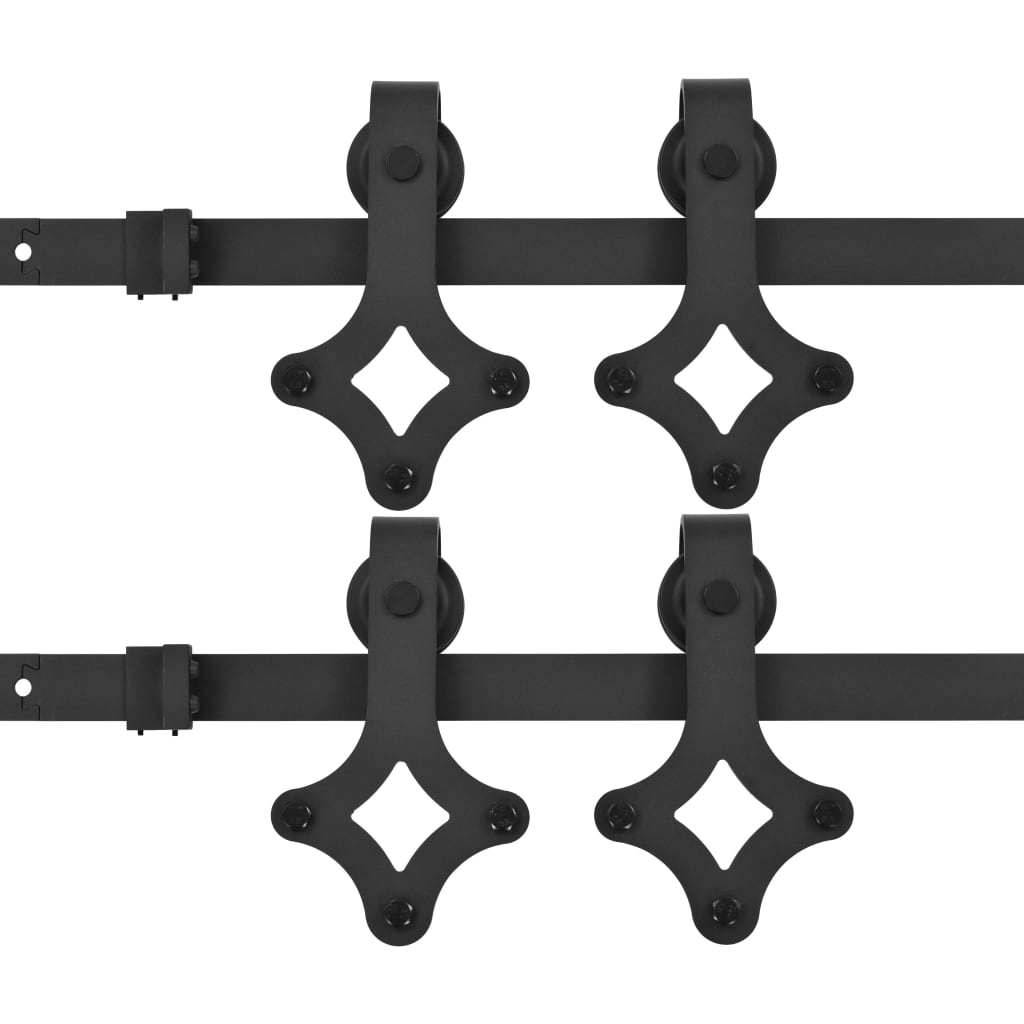 Schiebetür-Beschlagsätze 2 Stk. 200 cm Stahl Schwarz