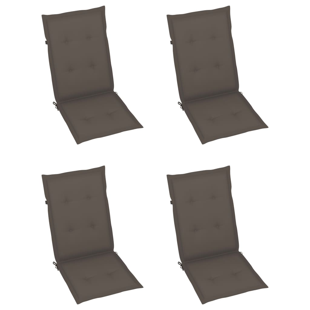 Gartenstühle 4 Stk. mit Taupe Kissen Massivholz Teak
