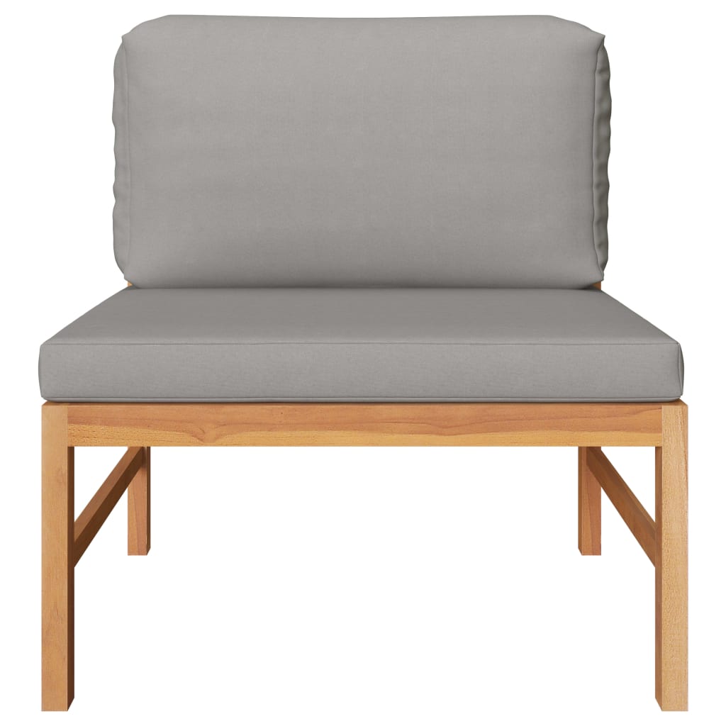 Mittelsofa mit Dunkelgrauen Kissen Massivholz Teak