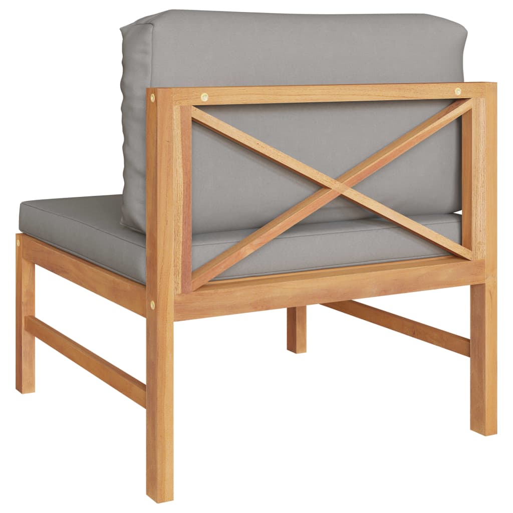 Mittelsofa mit Dunkelgrauen Kissen Massivholz Teak