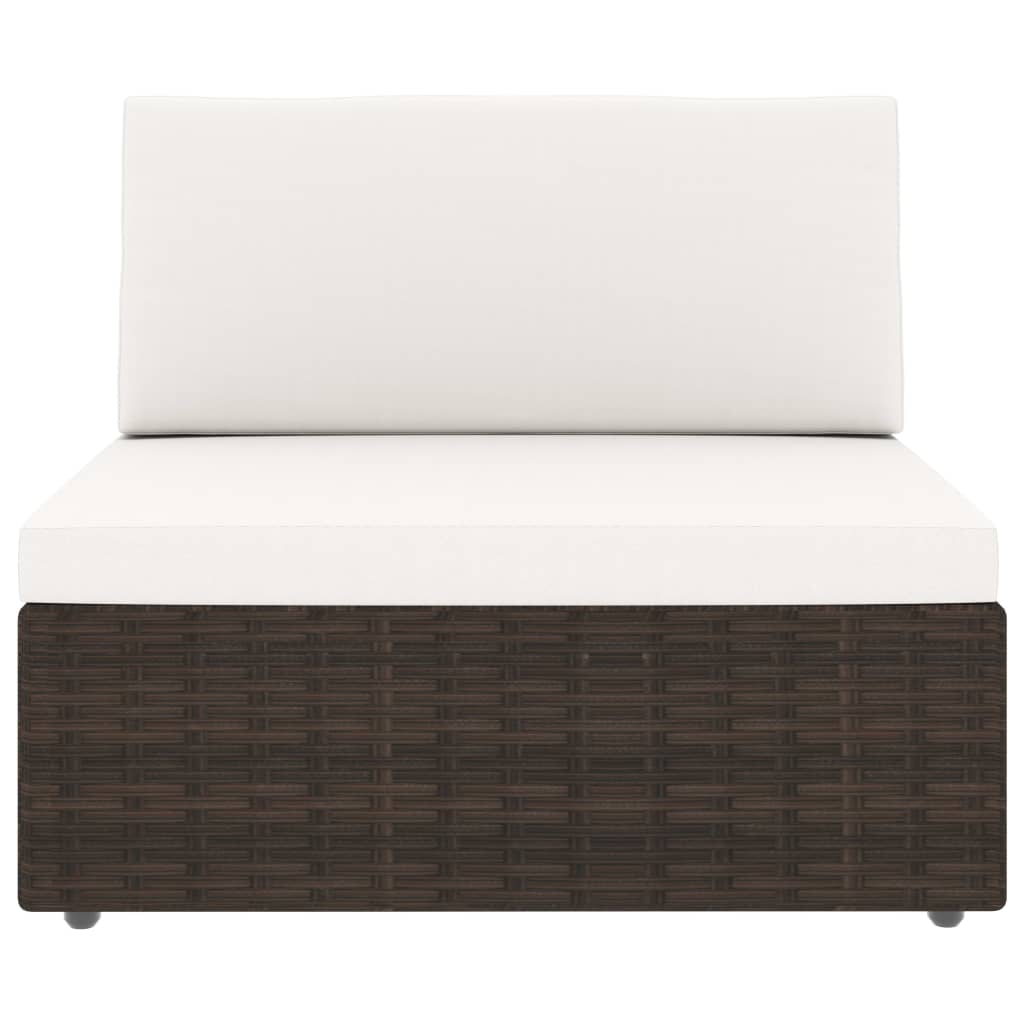 12-tlg. Garten-Lounge-Set mit Kissen Braun Poly Rattan