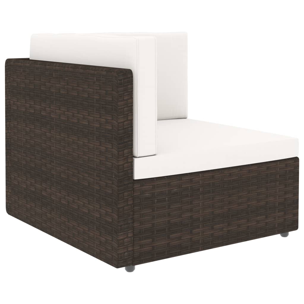 11-tlg. Garten-Lounge-Set mit Kissen Braun Poly Rattan